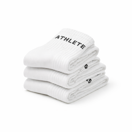 Athletic Socks with Silicone Grip | Gym & Pilates | White (Pack Of 3)