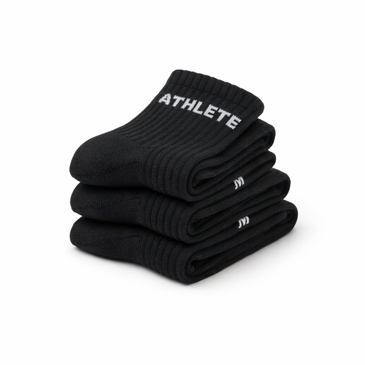 Athletic Socks with Silicone Grip | Gym & Pilates | Black (Pack Of 3)