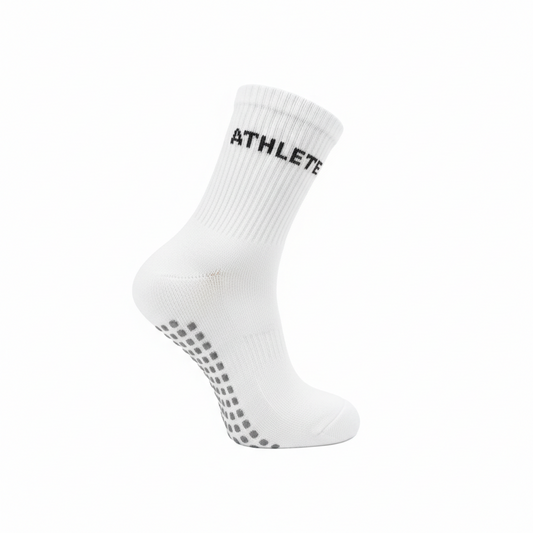 Athletic Socks with Silicone Grip | Anti-Skid Performance Fit | White