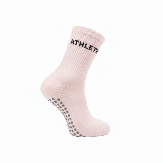 Athletic Socks with Silicone Grip | Anti-Skid Performance Fit | Light Pink