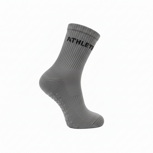 Athletic Socks with Silicone Grip | Anti-Skid Performance Fit | Grey